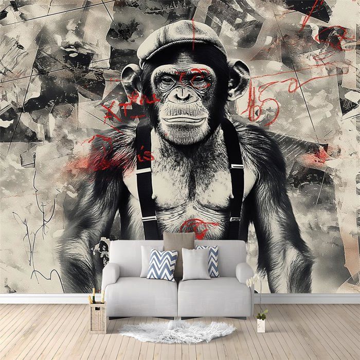 Papier Peint Adhésif 3D Effet Graffiti Encre – Panda – Autocollant Mural – Neuf