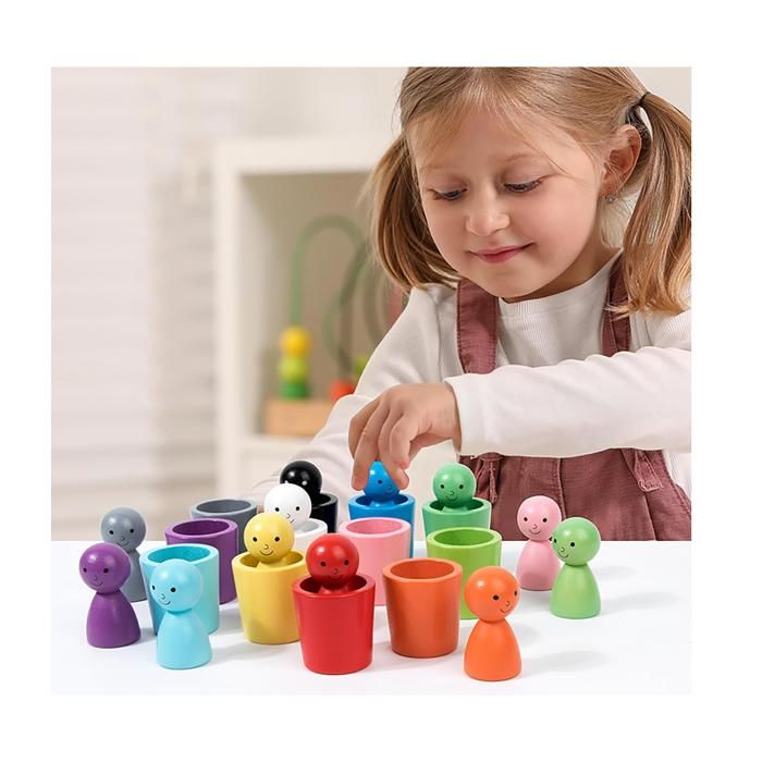 Cikonielf jouets de tri des couleurs Jeu de tri en bois pour enfants