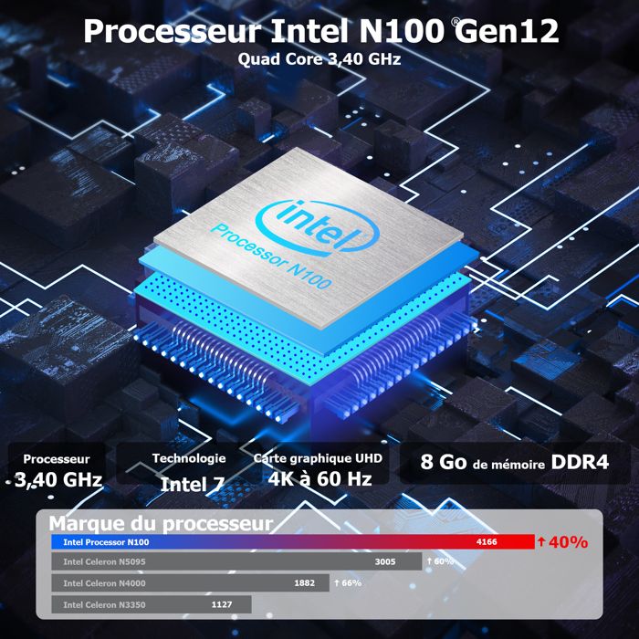 Mini PC AWOW AK10 Pro Win-11 Pro Gen12 - N100 Quad Core 3,40 GHz