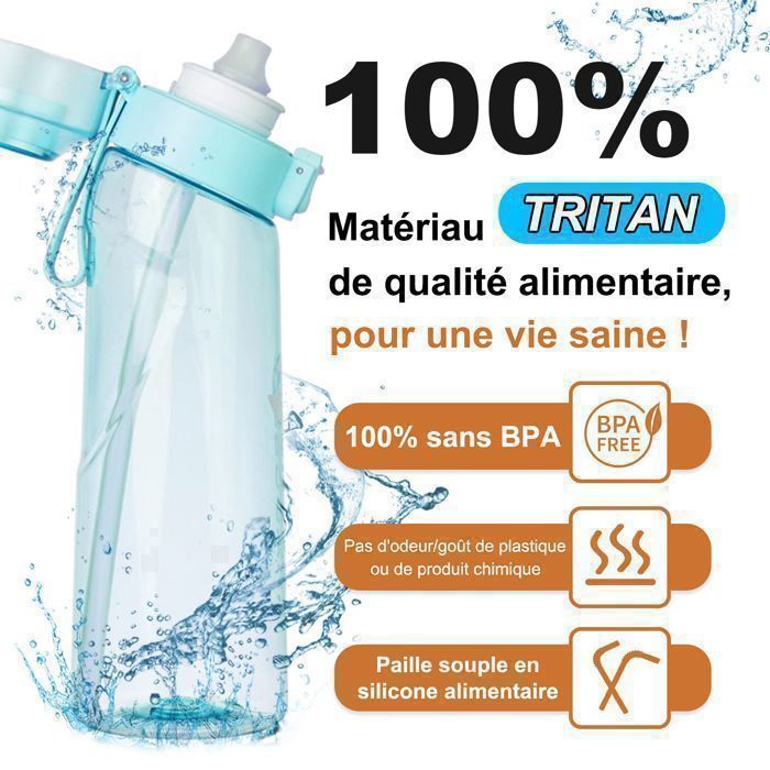 Gourde Xeletu 700ml Avec 7 Sachets Aromatisants - Sans BPA, Anti-fuite Pour Sport, Randonnée