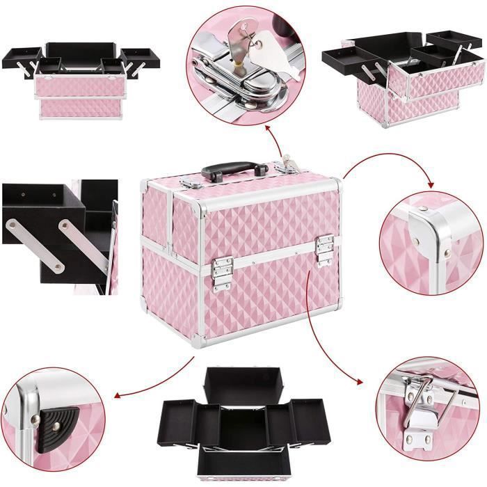 Valise Cosmétique à Roulettes Avec 3 Tiroirs – Mallette Maquillage Professionnelle – Rangement Organisé Pour Coiffeurs Et Esthéticiennes