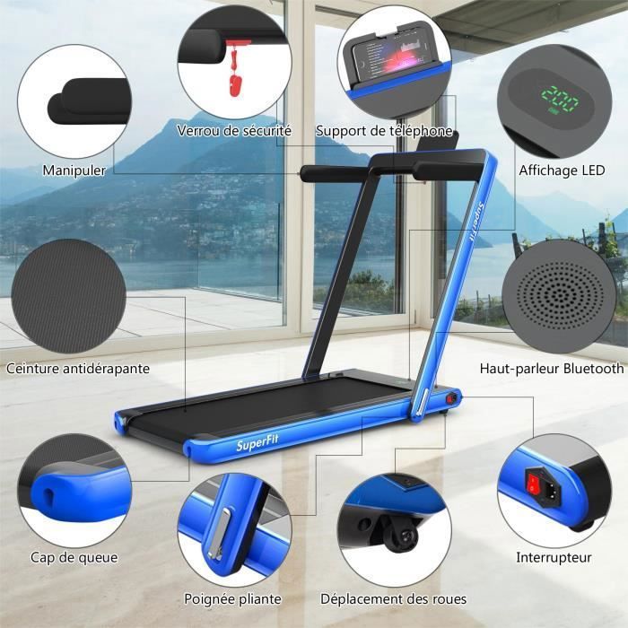 Tapis De Marche GYMAX 1300KW Avec Télécommande Et écran LED - Charge 120kg, Inclinaison Réglable, Rangement Facile