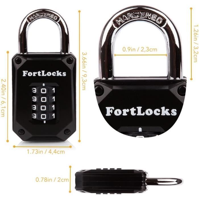 Flintronic Lot De 4 Cadenas à Code 4 Chiffres – Serrures Bagages Combinaison Robuste Pour Valise, Gym, Casier, Voyage (Noir, Rouge, Argent, Bleu)