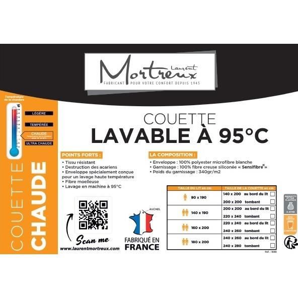 Couette 220x240 cm DODO LA WARM MAX - chaude - 100% Polyester - 2 pers