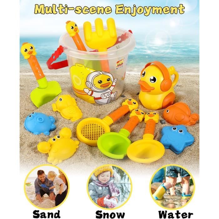 Sac Rangement Filet Jouet Plage Enfant 14 Pièces Seau, Pelle