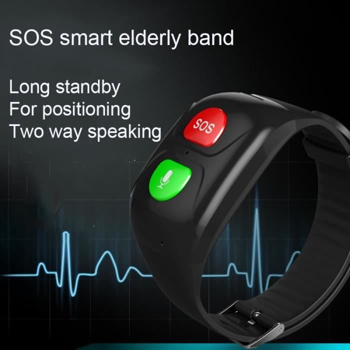 Montre connectée,SOS bouton senior gps wifi montre bracelet fréquence  cardiaque pression artérielle d'urgence sos aîné - Type Black - Cdiscount  Téléphonie