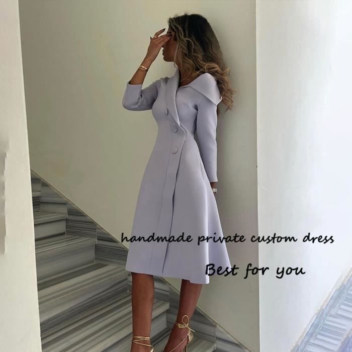 Robe Robe de Soiree Trapeze en Satin Lavande a Manches sulfet Col en V Tenue Formelle de Style Arabe et Dubai 40 Pink C37 Blanc Cdiscount Pret a Porter