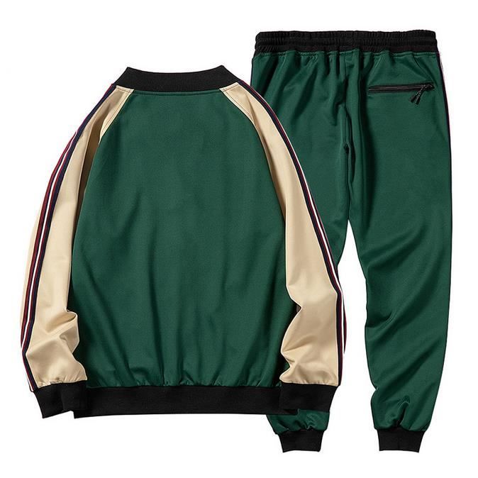 Ensemble Survetement Homme Casual Sport Sweater a Zippe et Pantalon Jogging Suit a Manches Longues a Carreaux avec Poches Vert Vert Cdiscount Pret a Porter