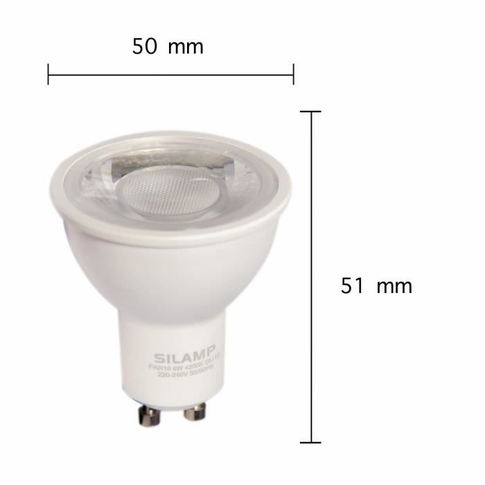 Ampoule LED GU5.3 / MR16 12V 8W SMD 80° - Blanc Chaud 2300K - 3500K -  SILAMP