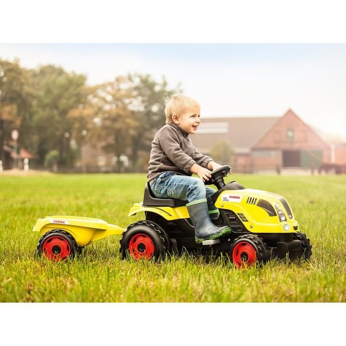 Tracteur à Pédales Farmer XL Avec Remorque - Bleu - Marque Smoby - Siège Ajustable - Neuf