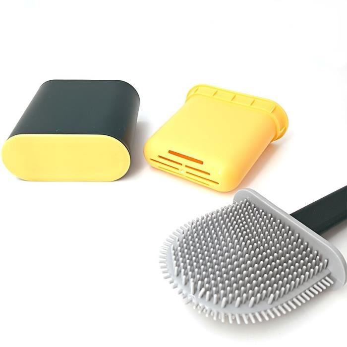 Acheter Brosse de toilette à tête plate en Silicone TPR, avec support,  anti-fuite d'eau, avec Base, tête plate, brosse à poils souples et flexibles