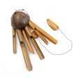 Carillon éolien / cloche à vent en bambou et noix de coco, pour le jardin. Marron-2