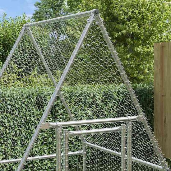 Cage Pour Poules Argenté 400x100x190 Cm Acier Galvanisé VidaXL | Leroy