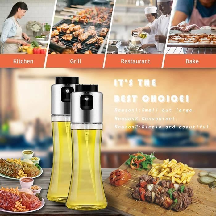 Pulvérisateur D’huile 2 En 1 Verre 500 Ml - Buse Réglable (spray Ou Filet), Bec Verseur, Anti-gouttes - Pour Huile, Vinaigre, Sauces