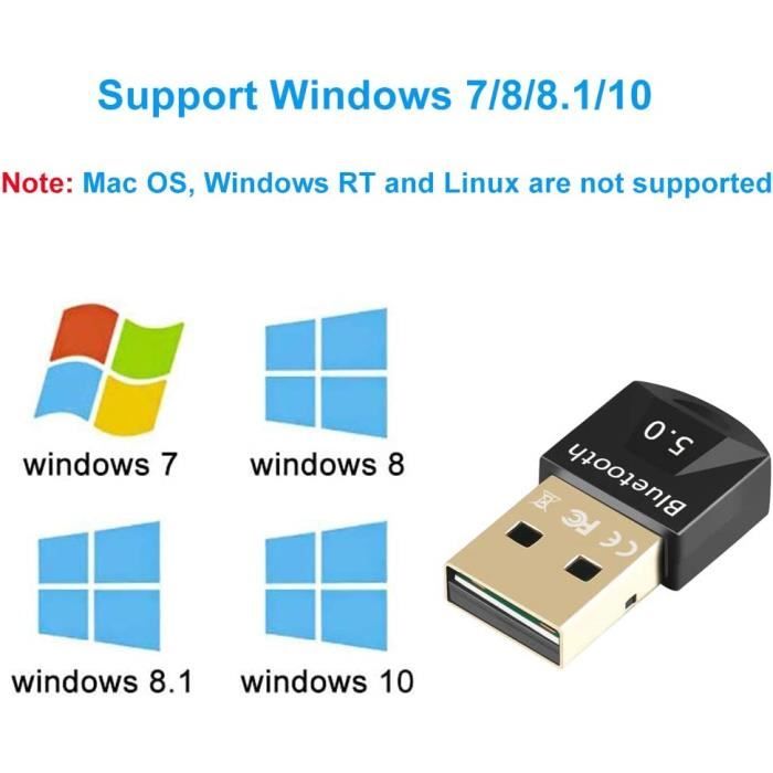 EasyULT USB Bluetooth 5.0 Adaptateur, Dongle USB Bluetooth Adaptateur  Compatible avec Windows 10/8.1/8/7, Mini Clé USB Bluetooth - Cdiscount  Informatique
