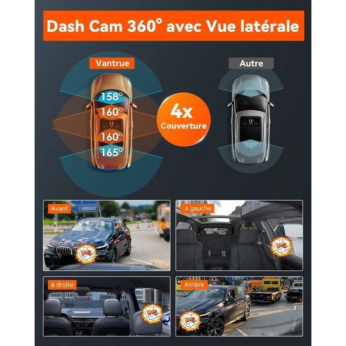 VANTRUE N2X 2.7K+1080P Dashcam Voiture Avant Intérieur, STARVIS 2 Double HDR Camera Embarquée Infrarouge, Support LTE, 5GHz WiFi GPS, APP & Commande Vocale Français, 24/7 Mode Parking, Max 512Go