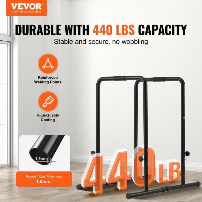 Barre à Dips YOLEO – Hauteur Et Largeur Réglables, Charge Max 500 Kg – Idéale Pour Pectoraux, Triceps Et Abdos – Entraînement à Domicile Ou Extérieur
