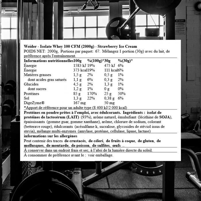 Whey isolate Weider - Isolate Whey 100 CFM - Strawberry Ice Cream 2000g ...