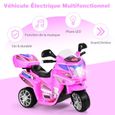 GOPLUS Moto Électrique pour Enfants 37-84 Mois à 3 Roues,Moto Scooter 6V 3 KM/h avec Effet Sonore et Lumineux, Charge 25 kg,Rose-3