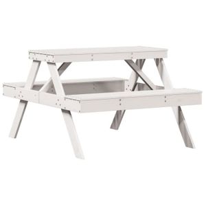 Table Pliante Pic Nic BAKAJI 60x80x68 Cm Effet Bois - Table Camping Portable Avec Poignée Aluminium