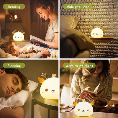 Veilleuse Cerf LED Blingbin - 7 Couleurs - Silicone Doux - USB Rechargeable
