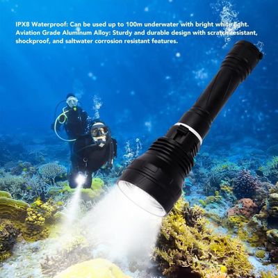 Lampe Frontale De Plongée 100 000 Lumens – étanche IPX8, Batterie 18650 Incluse, 3 Modes, 300 Pieds De Profondeur