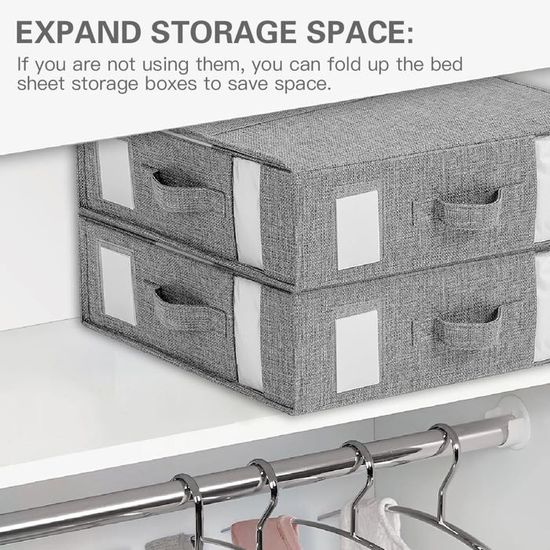 DIMJ Lot De 6 Organisateurs De Draps Pliables En Lin – Grand Format Pour Lit King/Queen, Rangement Placard Impeccable Avec Fenêtre Et Étiquette
