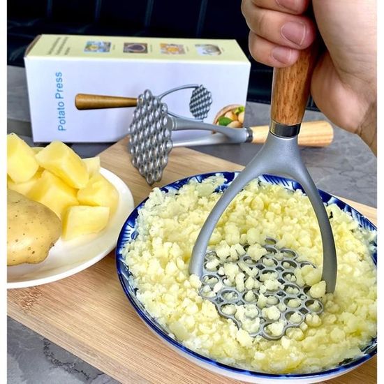 Alipis Presse-purée Manuel En Acier Inoxydable 316 Poignée Confortable Pour Des Pommes De Terre Lisses