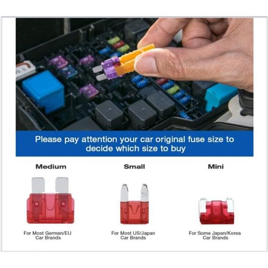 Fusibles Automobile Lot 12 Fusibles Auto Nilight - 4 Types ATO Mini Micro2 Pour Voiture Bateau Dash Cam Fuse Kit
