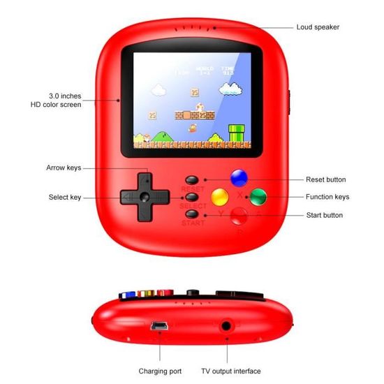Mini Console De Jeux Portable LEHUAI P3000 - Rouge