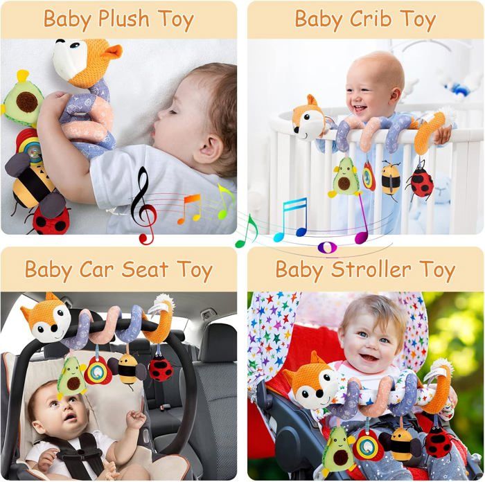 Xweptuy Jouet de Poussette pour bébé, Animaux en Peluche en Spirale Suspendus de Berceau, d'activité sensorielle éducative grinche