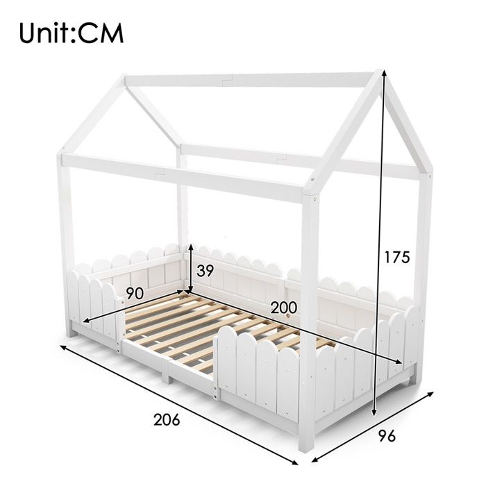Lit De Sol Enfant Kids Collective 90x200cm - Blanc Avec Protection Anti-chute