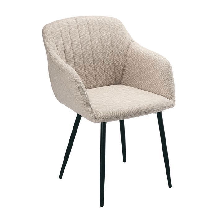 Chaises De Salle à Manger Avec Accoudoirs Goeurvant - Revêtement Lin Beige, Structure Métal, Lot De 2