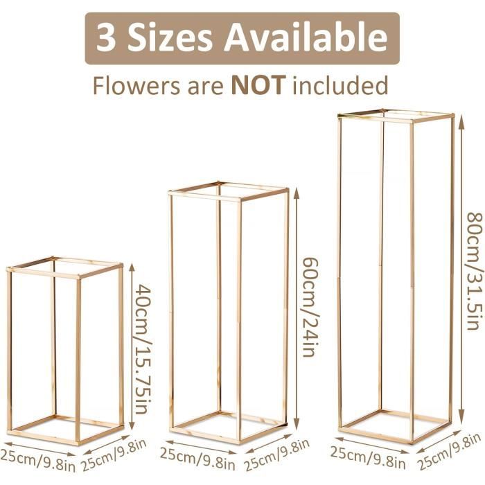 Lot De 4 Vases Métalliques Dorés 60 Cm | Pour Centre De Table Mariage, Fête, Décoration | Design Géométrique élégant - 6