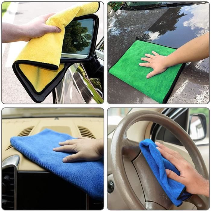 Kit De Nettoyage Auto 9 Pièces Microfibre 600 GSM - 5 Chiffons & 4 Gants De Lavage Pour Voiture Et Maison