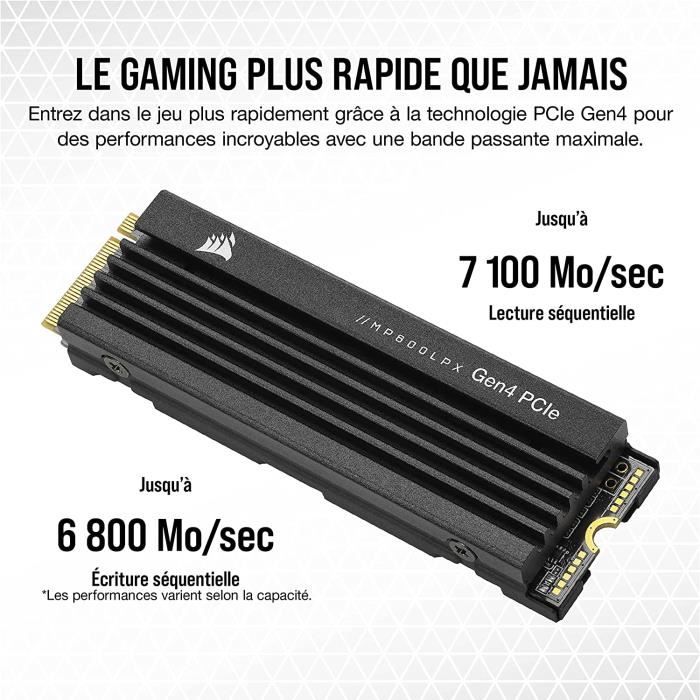 Corsair MP600 Pro LPX 1TB M.2 NVMe PCIe x4 Gen4 SSD Optimise pour La PS5 Jusqua 7 100MB sec Lecture Sequentielle Ultrarapi