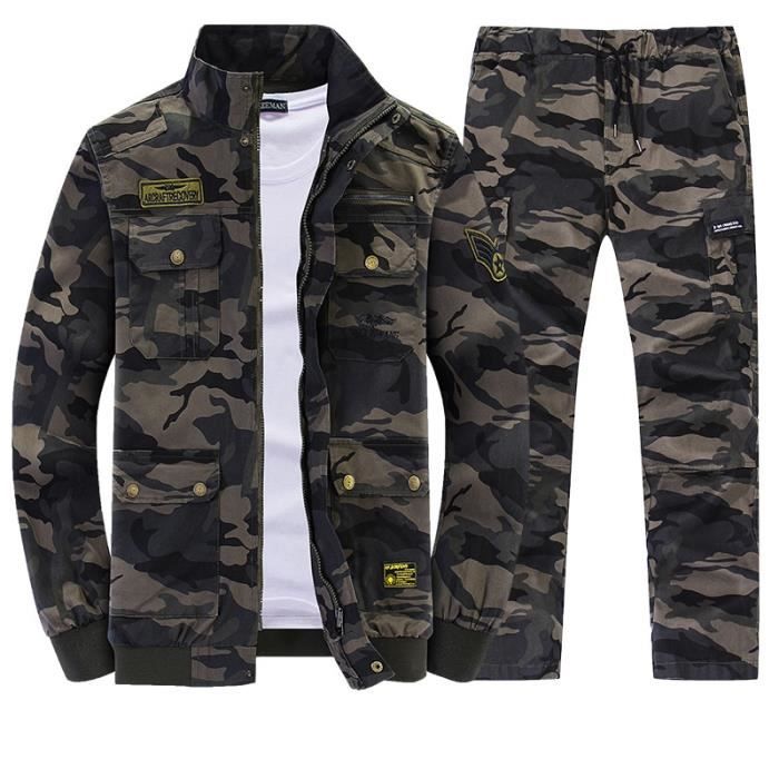 Gris Fonce Combinaison Camouflage Costume Militaire Cargo Ensembles Hommes Travail Assurance Coton Soudure Anti brulure Resista
