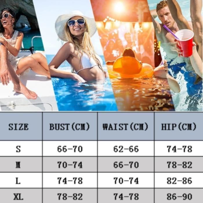 Bikini 2 Pièces Femme Taille Haute Vintage - Push Up Licou Pour Plage Et Piscine