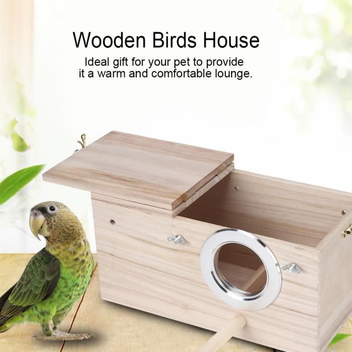 Le nid d'oiseau Perruche Ne st Box Bird House Boîte d'élevage en bois pour  inséparables Perroquets Accouplement Kaki - Cdiscount Animalerie