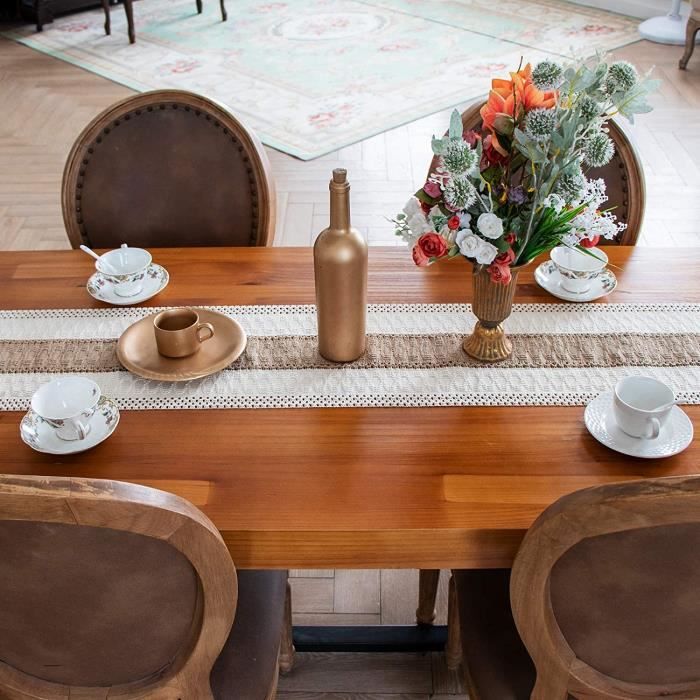 ROCK Chemin de table en macramé beige - En coton - Vintage - Crochet - Pour  décoration de table bohème - 30 x 180 cm - Cdiscount Maison