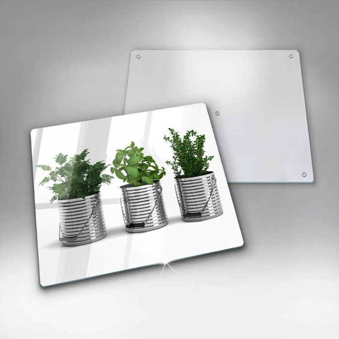 Planche De Cuisine En Verre Tulup - 60x52 Cm - Motif Lavande Dans Un Pot - Violet