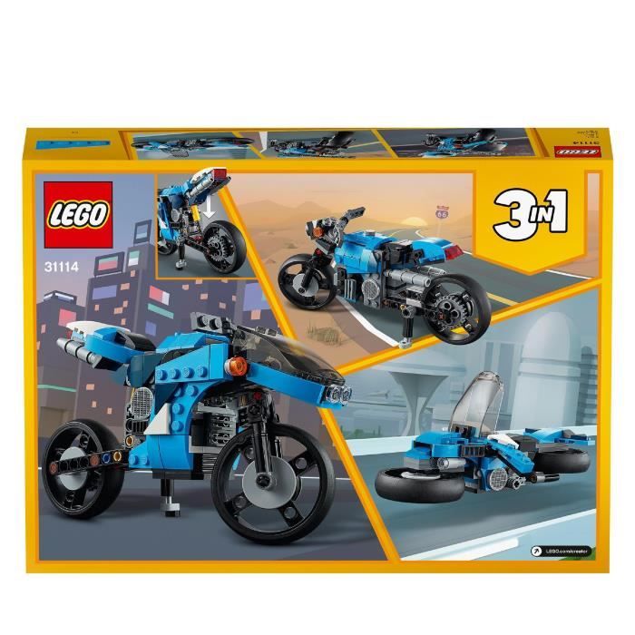 LEGO Creator 3 en 1 31114 La Super Moto Jouet de Construction Futuriste Enfants 8 Ans