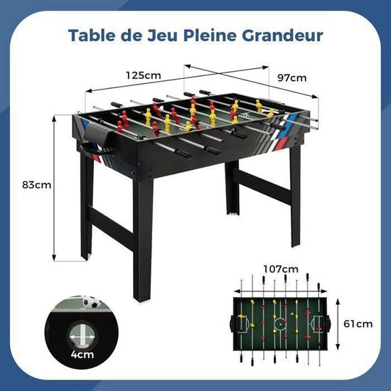 4 En 1 Baby-Foot Avec 18 Joueurs & Billard & Hockey & Tennis De Table Table De Jeu Empilable Avec Marqueur Manuel Jouets 125x97x83cm 4 En 1 Baby-Foot Avec 18 Joueurs & Billard & Hockey & Tennis De Table Table De Jeu Empilable Avec Marqueur Manuel Jouets 125x97x83cm