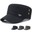 Casquette Militaire Printemps Automne Militaires Noirs D'Armée Militaire Flat Top Hat De Coton Homme-0