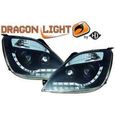 phares à LED diurnes, DragonLights, noir FIESTA, 02-05 noir pour: Ford Fiesta 02-08-0