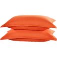 2pcs couleur solide Taie oreiller rectangle jeter housse coussin canapé maison Decor Orange -0
