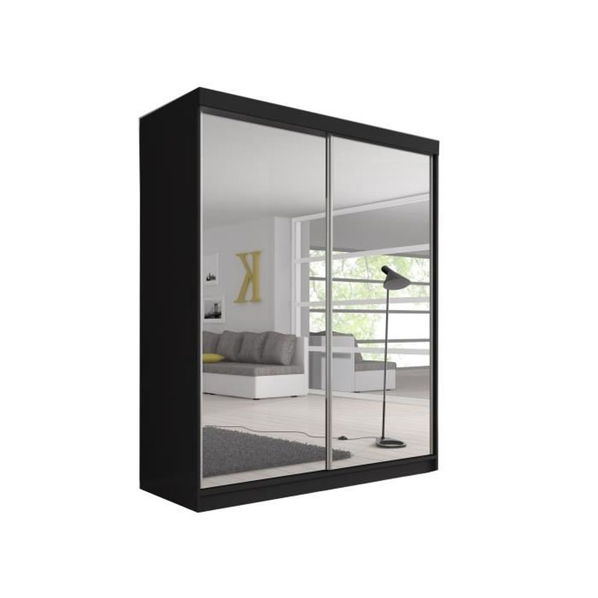 Armoire de chambre avec miroirs 2 portes coulissantes Style