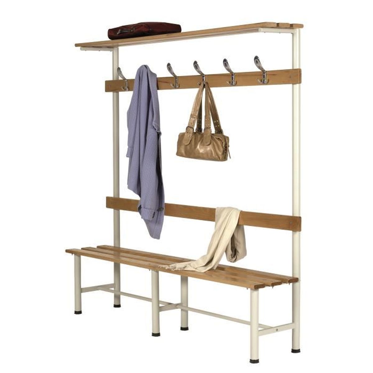 Banc Vestiaire Simple Face Pateres Porte Paquets Dimensions