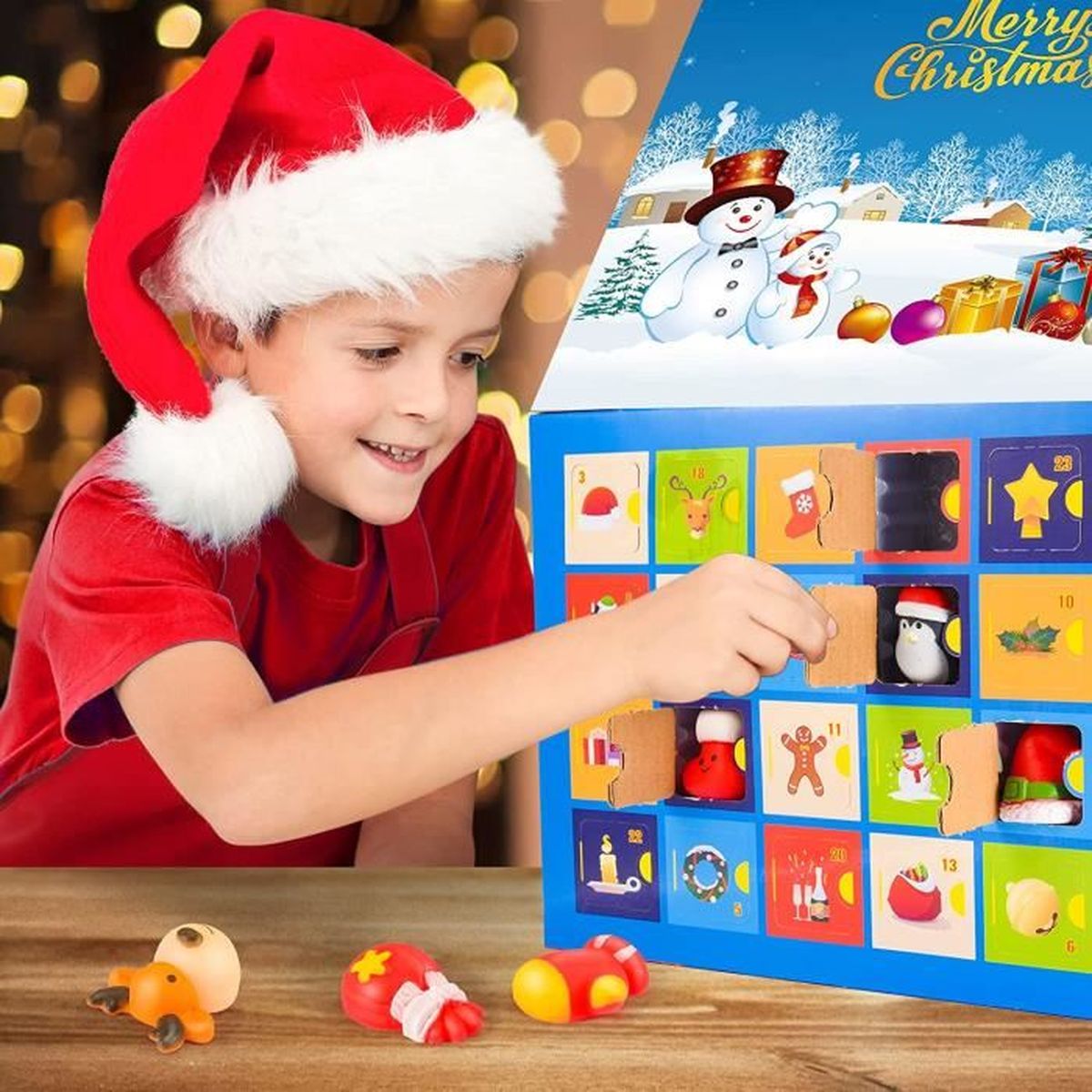 Calendrier De L’Avent 2022 – 24 Jouets Anti-Stress Souples – Thème Noël – Pour Enfants 3-12 Ans – Cadeau De Noël