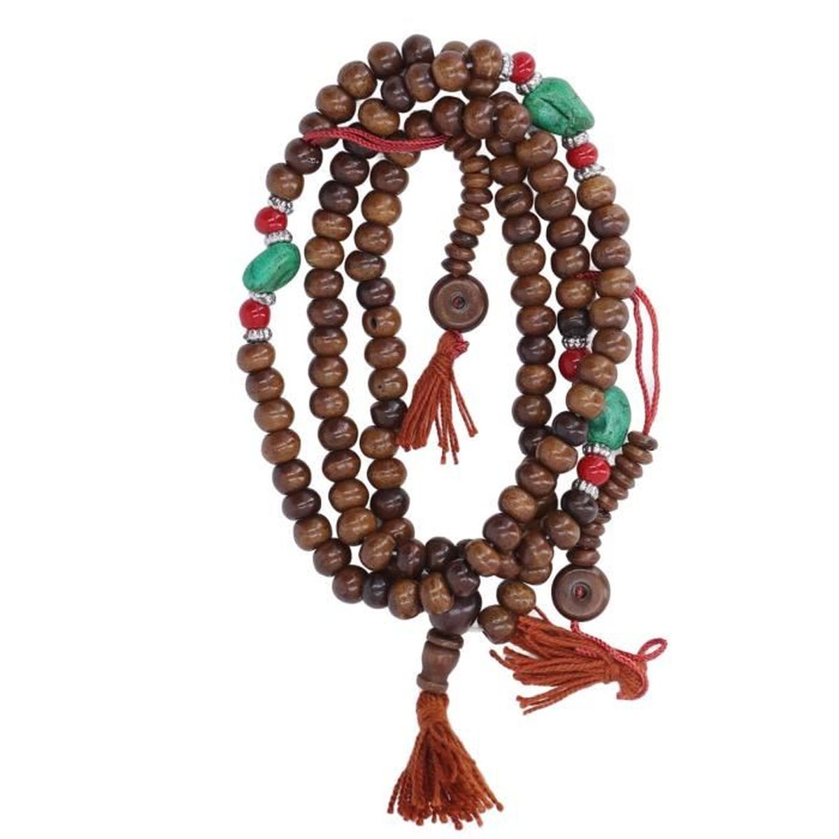 HXSCOO 108 Perles Collier De Prière Pierre Naturelle Onyx Rayé - Mala Bouddhiste Méditation